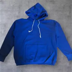 青 フード付きパーカー フロントポケット付き