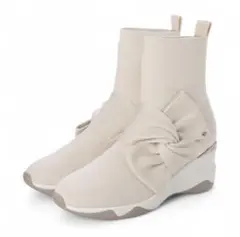 【1回着用】+diana ニット リボン スニーカー ショートブーツ 24cm