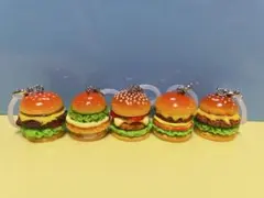 ハンバーガー　めじるしチャーム　めじるしアクセサリー　5個セット