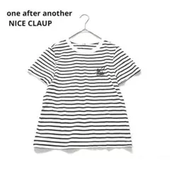 ナイスクラップ　半袖Tシャツ　ボーダー　ロゴ　モノトーン　カジュアル　白　黒