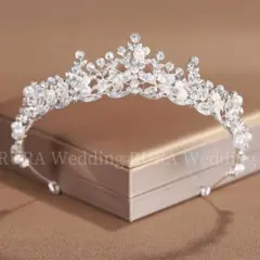 高品質パールティアラビジュー結婚式ウェディングブライダルヘアアクセサリ王冠新品a