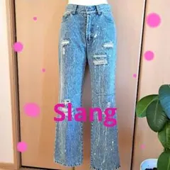 Slang❇318❇最終価格✅美品♥ダメージ加工ライトブルーフレアジーンズ