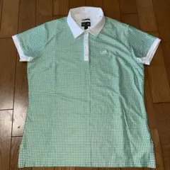 美品アディダス　総柄　千鳥格子柄　半袖ゴルフシャツ　L レディースゴルフウェア