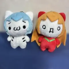 かおもじネコ　エヴァンゲリオン　アスカ風　ぬいぐるみ　マスコット　キーホルダー かおもじネコ エヴァンゲリオン アスカ風 ぬいぐるみ マスコット