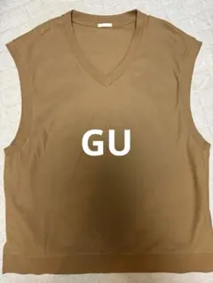 GUブラウン Vネック ノースリーブ ベスト Mサイズ