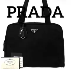 美品 PRADA プラダ トートバッグ ナイロン 南京錠 鍵 黒 ハンドバッグ