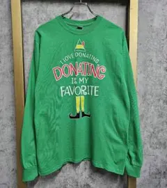 【US古着】Marsh ギルダン エルフ 両面プリント 長袖 Tシャツ グリーン