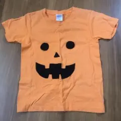 ハロウィン風顔柄オレンジTシャツ