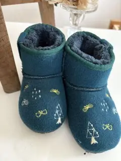 お値下げしました^_^プチジャム　ダークグリーン刺繍ブーツ