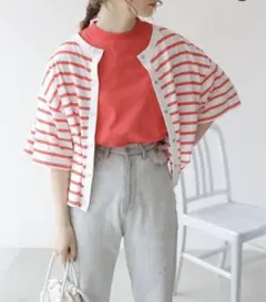 【2点セット】前後2WAYカーディガン /バックオープンフレンチTシャツ