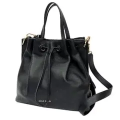 COLE HAAN ブラック レザー ショルダーバッグ aq12407