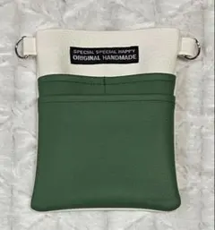 ナースポーチ・オーガナイザー（ハンドメイド） 合皮・クリーム色&グリーン