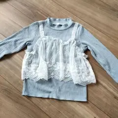 グレー レース付きトップス 110