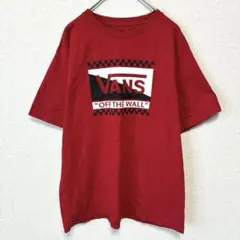★ バンズ チェッカーフラッグ半袖Tシャツ クルーネック 大きいサイズ XL 赤