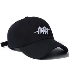 キャップ　ブラック　刺繍　コットン