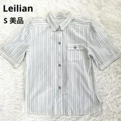 Leilian レリアン 半袖シャツ ストライプ コットン100% ホワイト S