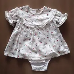 petit main さくらんぼ柄 半袖 ロンパース【70】