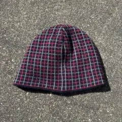 90s 00s archive チェック 格子柄 ビーニー リバーシブル y2k