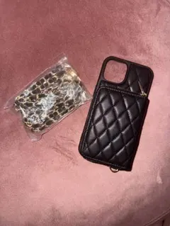 ブラック キルティング iPhoneケース