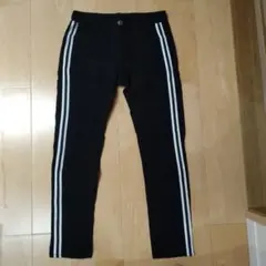 キッズ ロングパンツ ブラック サイドライン