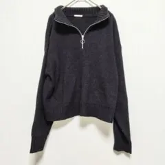 【ジーユー】 GU ハーフジップ 長袖ニット 黒 春秋