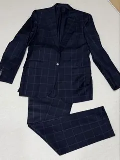 SOVEREIGN ネイビー チェック柄 スーツ 48