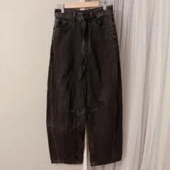 GU ジーユー バレルレッグジーンズ ブラック Sサイズ