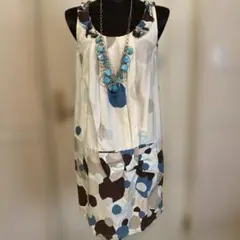 水玉模様ノースリーブワンピース　ネックレス付