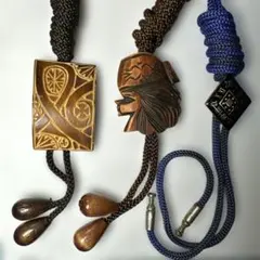 木製彫刻ループタイ 3点セット