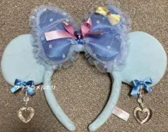ディズニー　レア　 ミニー　カチューシャ　イヤリング　水色　青　パステル　リボン