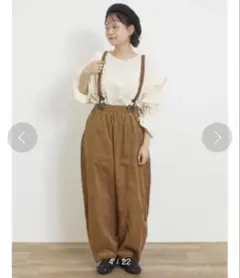 美品♡サマンサモスモス コール　サスペンダー付　ワイドパンツ ベージュ