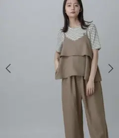 ⭐︎新品未使用⭐︎ GLOBAL WORKリネンライクサロペ　L　モカベージュ