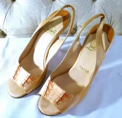 ◇【Cルブタン】PINKカラーシルクサテン＆レザーパンプス23.5㎝◇