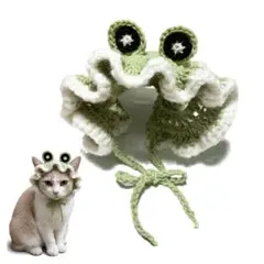 크로셰 펫 프로그 보닛 모자 핸드메이드 강아지 고양이