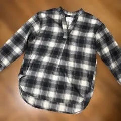 CIAOPANIC TYPY チェック柄長袖シャツ ノーカラーVネックシャツ