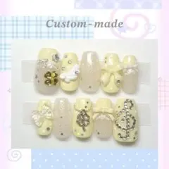 【即購入❌】オーダー ネイルチップ ウィッシュコア 黄色 クローバー 音符