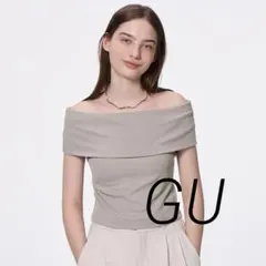 【美品】GU ジーユー　オフショルダーT 03 gray グレー　Mサイズ