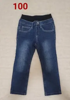 ダークブルー デニム長ズボン 100