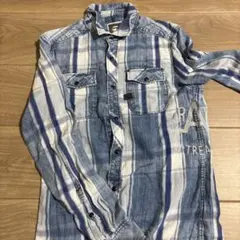 G-STAR RAW 青白ストライプ 長袖シャツ S