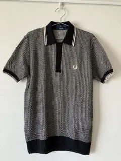 ポロシャツ 黒と白のツイード模様