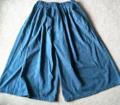 etsia レディースパンツ　デニム　ガウチョパンツ　濃紺