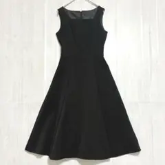 フランドル スクエアネック ノースリーブロングワンピース　【美品】　黒　7号