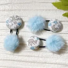 お買い得♡お揃い　リバティとファー　シンプルくるみボタン　ヘアゴム 3個セット