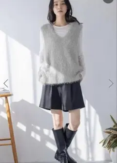 LOWRYSFARM ラメシャギーベスト グレー　美品