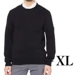 メンズ　セーター　ニット　クルーネック XL ブラック