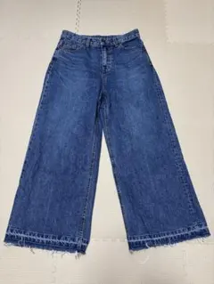 レディース カットオフ フレアデニムパンツ
