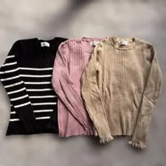 H&M 袖フリル　長袖ニットカットソー 3枚セット