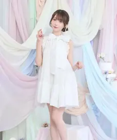 ロゼミューズ Sheer flare ribbon mini dress 白 - メルカリ