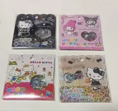 ハローキティ グリッターシール 4パックセット　おはじき　キラキラ　立体シール
