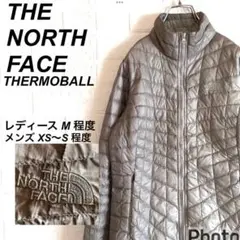 ○ノースフェイス 中綿ジャケット THERMOBALL グレー 薄手 ダウン M